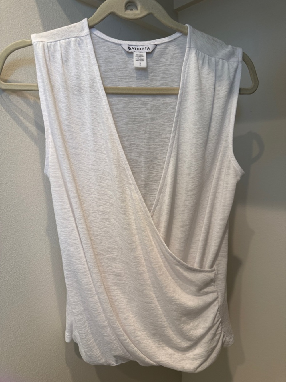 Athleta White Draped Surplice Sleeveless Top
